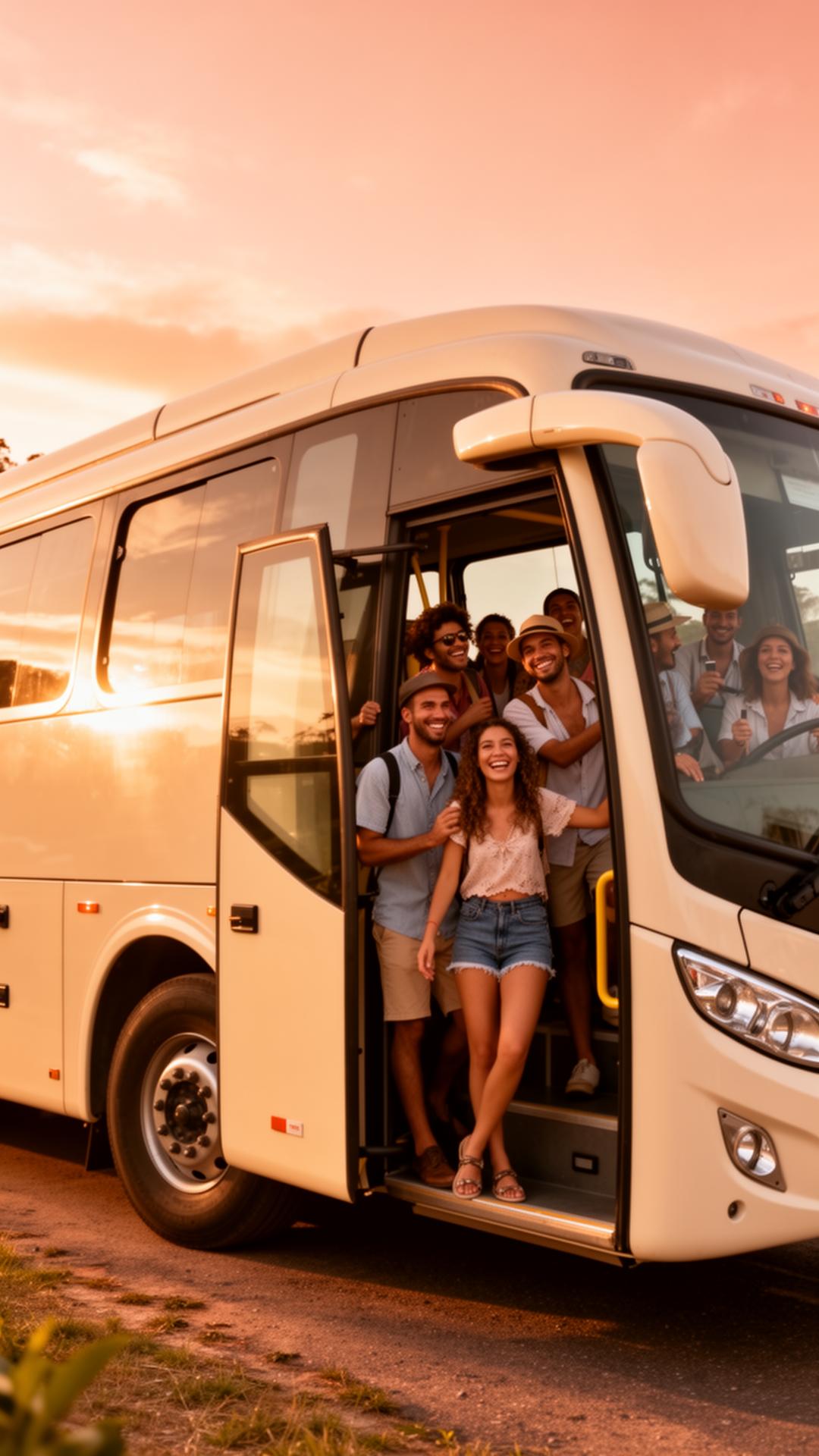 Passageiros embarcando em ônibus Delgado Tur